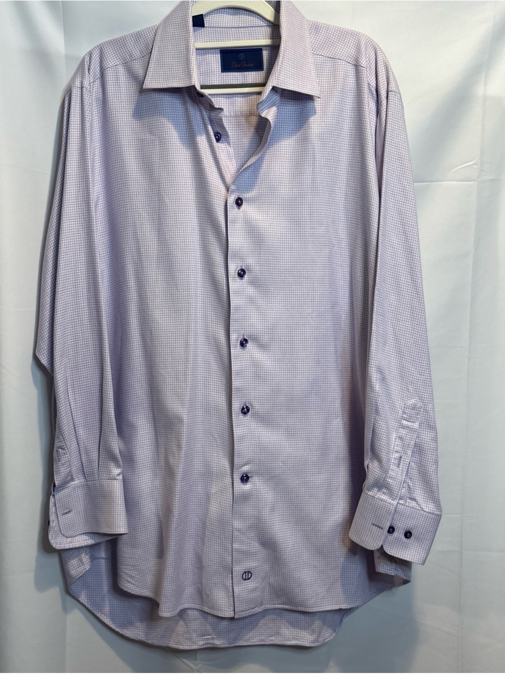 David Donahue Light Lavender Micro-Check Dress Shirt